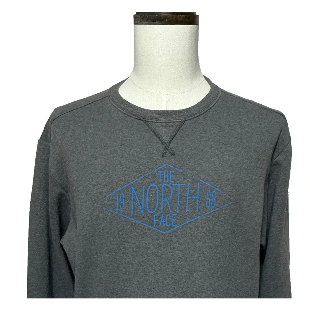 North Face Sweatshirt‎ Mens Large Gray Fleece Lined Crew Neck Sweater Pullover